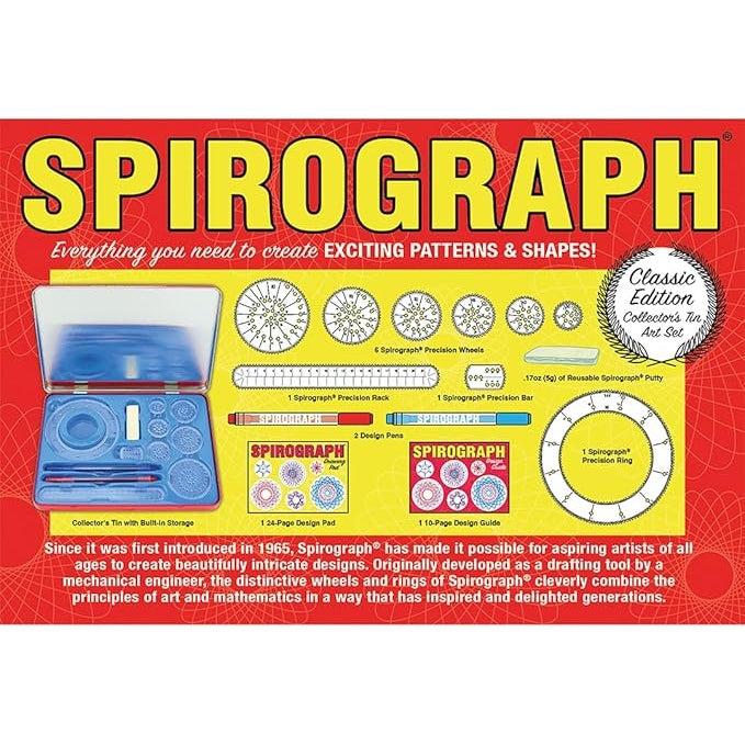 Spirograph Retro Collectors Tin – Classic Gear Design Art Set for Kids, Arts & Crafts Kit, Drawing and Creativity Tools, Ages 8+