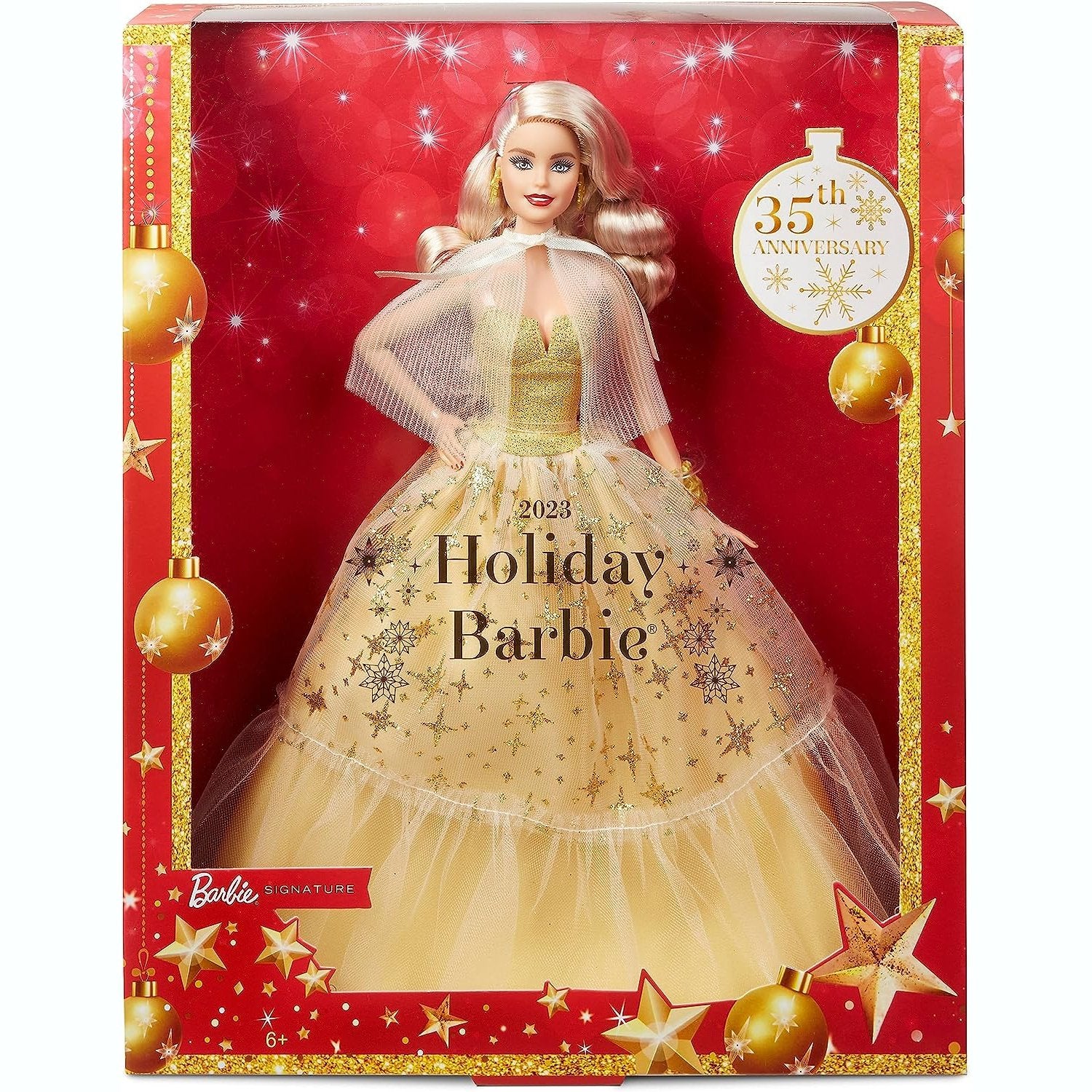 2023 Holiday Barbie Doll, Seasonal Collector Gift, Barbie Signature, Golden Gown and Displayable Packaging, Blond Hair