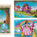 4 WOODEN PUZZLES IN BOX