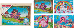 4 WOODEN PUZZLES IN BOX