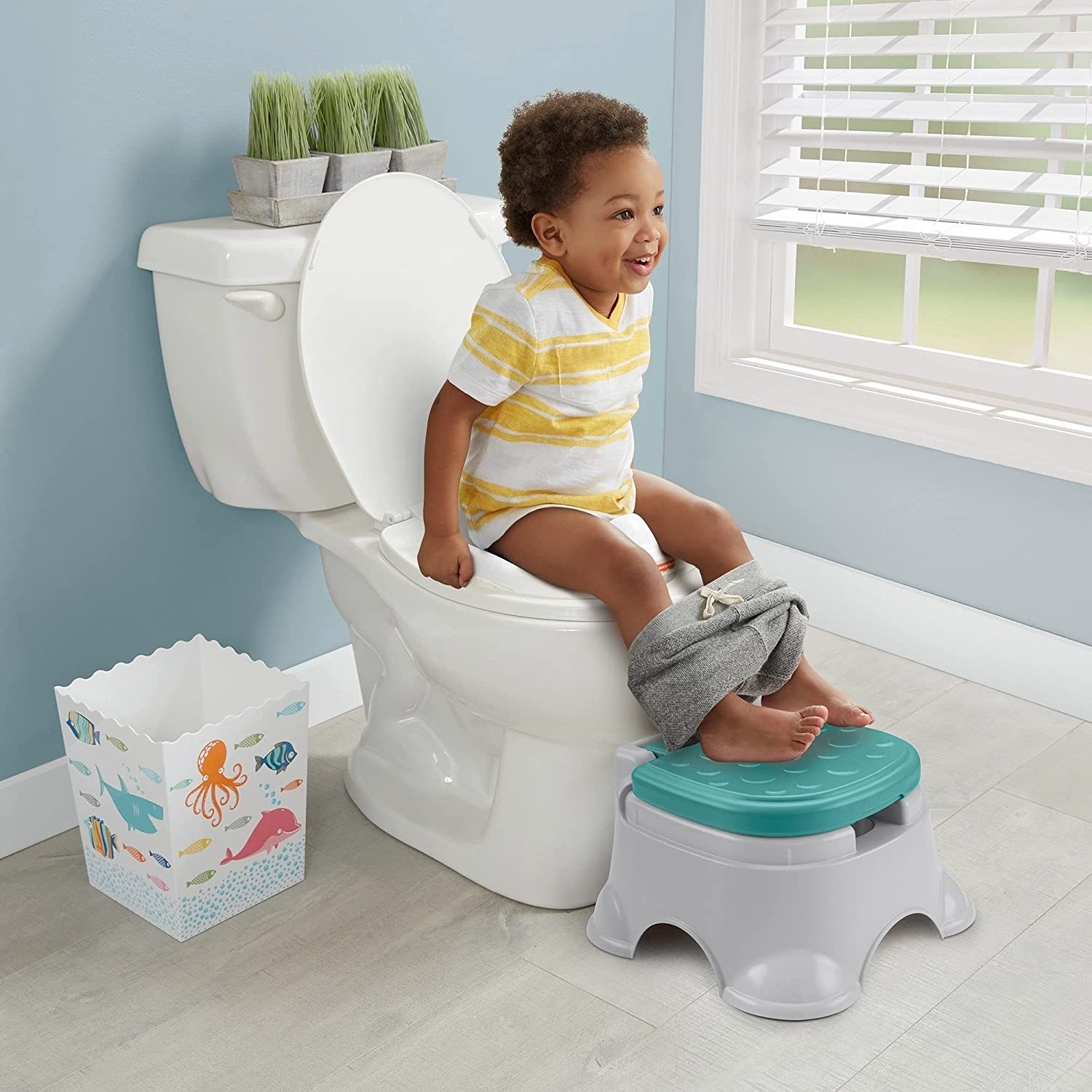 Fisher-Price 3 in 1 Potty Training Toilet Ring and Stepstool Simple Cleaning Ergonomic