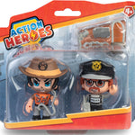 ACTION HEROES ACTION FIGURES - 2 PACK - POLICE AND ADVENTURE