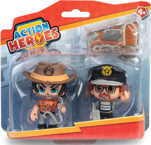 ACTION HEROES ACTION FIGURES - 2 PACK - POLICE AND ADVENTURE