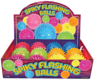 BALL SPIKEY WITH LIGHT 7.5CM 6 ASSORTED COLS