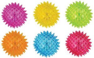 BALL SPIKEY WITH LIGHT 7.5CM 6 ASSORTED COLS