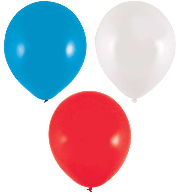 BALLOONS 23CM RED WHITE AND BLUE