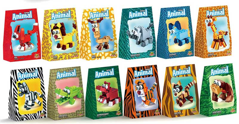 BLOCKS ANIMALS KIT 12 ASSORTED