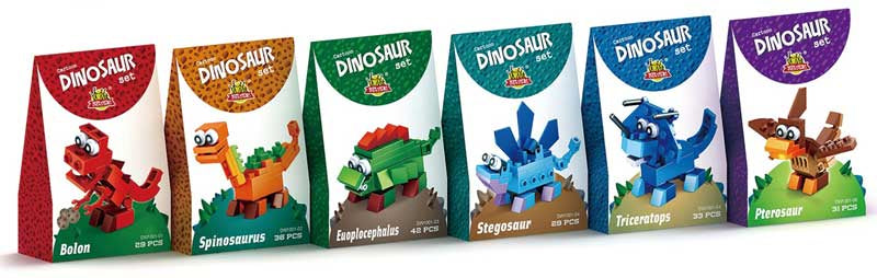 BLOCKS DINOSAUR KIT 6 ASSORTED