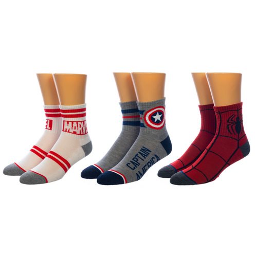 Marvel Quarter Crew Socks Set of 3