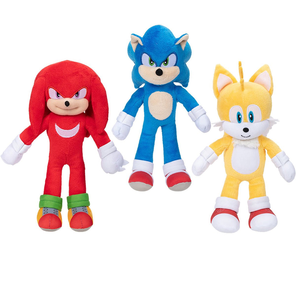 Sonic the Hedgehog 2 Movie 9-Inch Plush Figure Collection Sonic Tails Knuckles Jakks Pacific