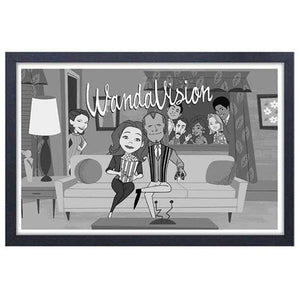 WandaVision Stylized Black and White Framed Art Print