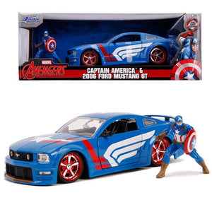 Captain America 2006 Ford Mustang GT 1:24 Scale Die-Cast Metal Vehicle with Figure