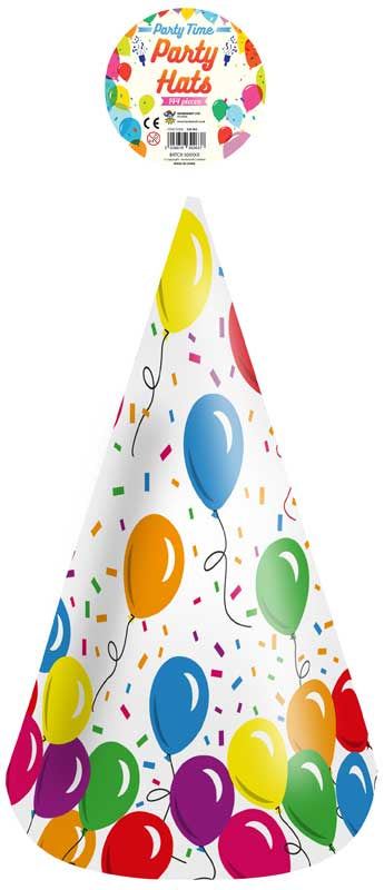 144 HAT CONES - BALLOONS 16.5CM