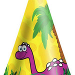 144 HAT CONES - DINOSAUR 16.5CM 6 ASSORTED COLS