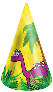 144 HAT CONES - DINOSAUR 16.5CM 6 ASSORTED COLS