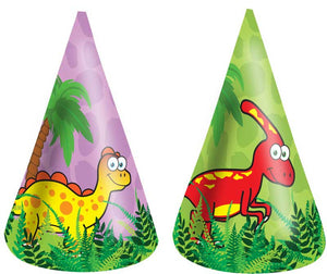 144 HAT CONES - DINOSAUR 16.5CM 6 ASSORTED COLS