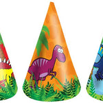 144 HAT CONES - DINOSAUR 16.5CM 6 ASSORTED COLS