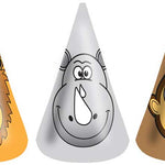 144 HAT CONES - JUNGLE 16.5CM 6 ASSORTED