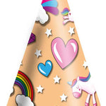 144 HAT CONES - UNICORN 16.5CM 6 ASSORTED COLS