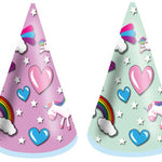 144 HAT CONES - UNICORN 16.5CM 6 ASSORTED COLS