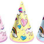 144 HAT CONES - UNICORN 16.5CM 6 ASSORTED COLS